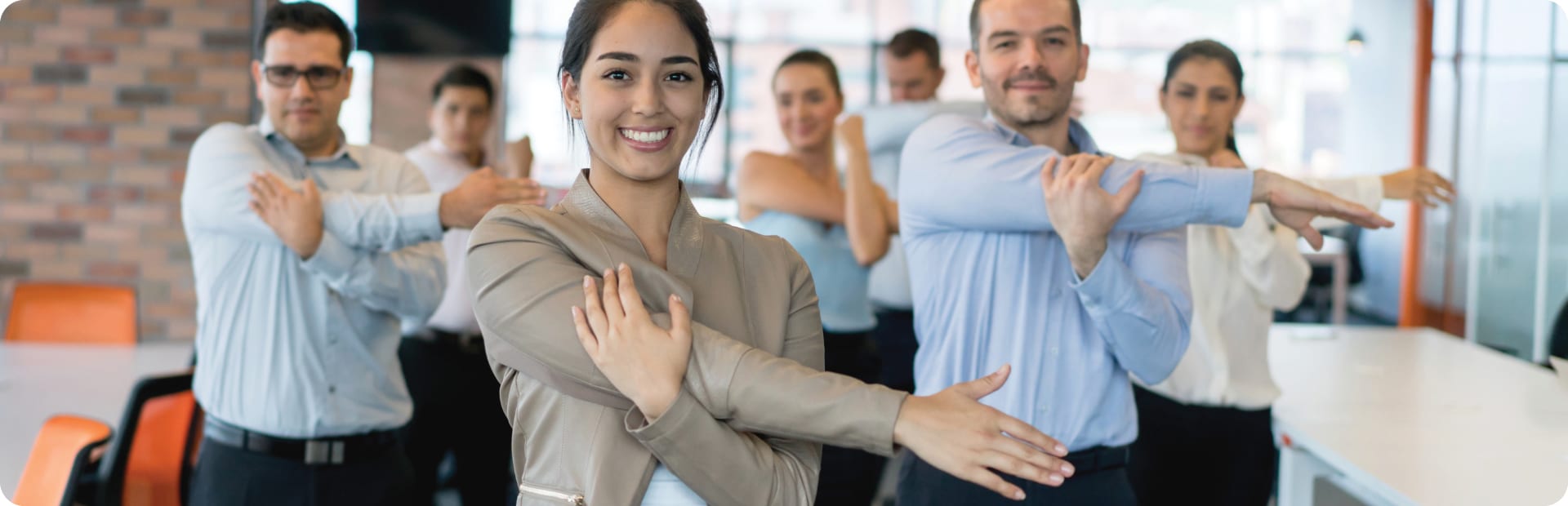 Healthcare professionals stretching